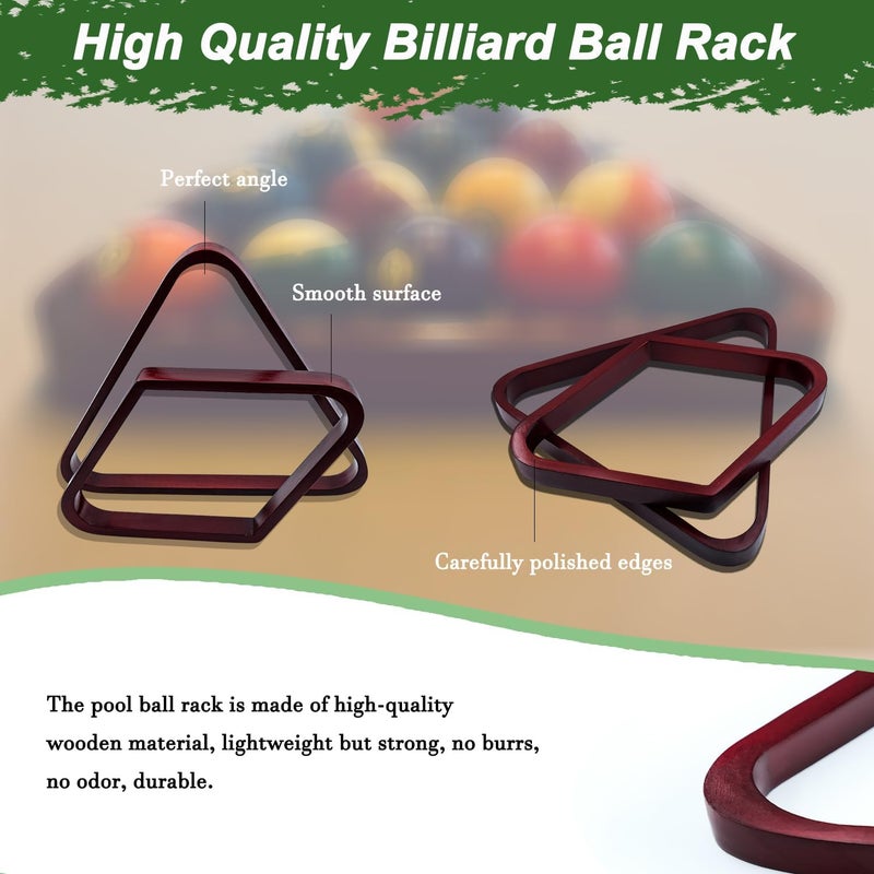 OMTRS 23Pcs Pool Ball Rack with Pool Table Brush Kit, Billiards Triangle for 2-1/4" Ball Wooden Billiard Pool Racks Billiard Accessories - Image 4